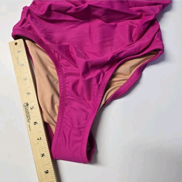 J.Crem Ruched Ruffle One Piece Swimsuit Fucsia Size 2‎ BP222 - Picture 8 of 10